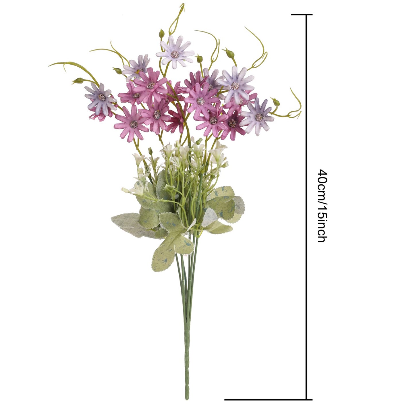 6 Bundles Artificial Wildflowers Daisy Fake Greenery Plastic Silk Bouquets UV Resistant Outdoor Garden Plants Arrangements for Indoor Home Decoration