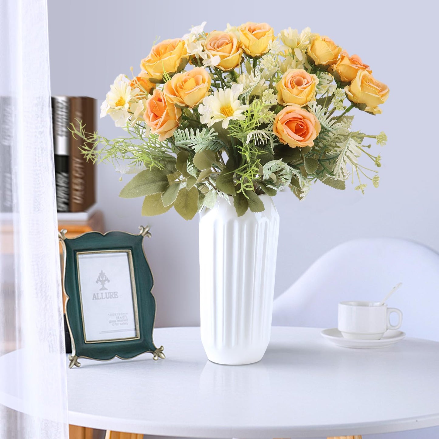 Artificial Flowers 3 Pack Artificial Fake Flowers Bouquet Wedding Bouquets Decorations Plastic Floral for Party Home Décor