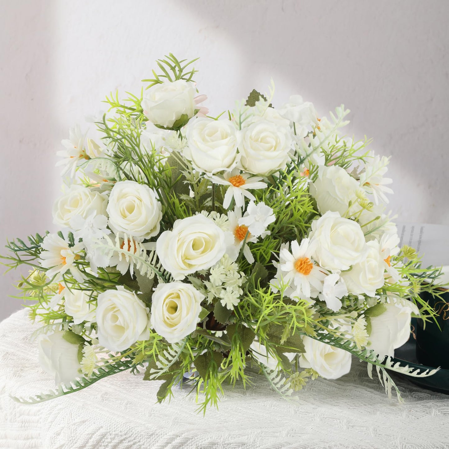 Artificial Flowers 3 Pack Artificial Fake Flowers Bouquet Wedding Bouquets Decorations Plastic Floral for Party Home Décor