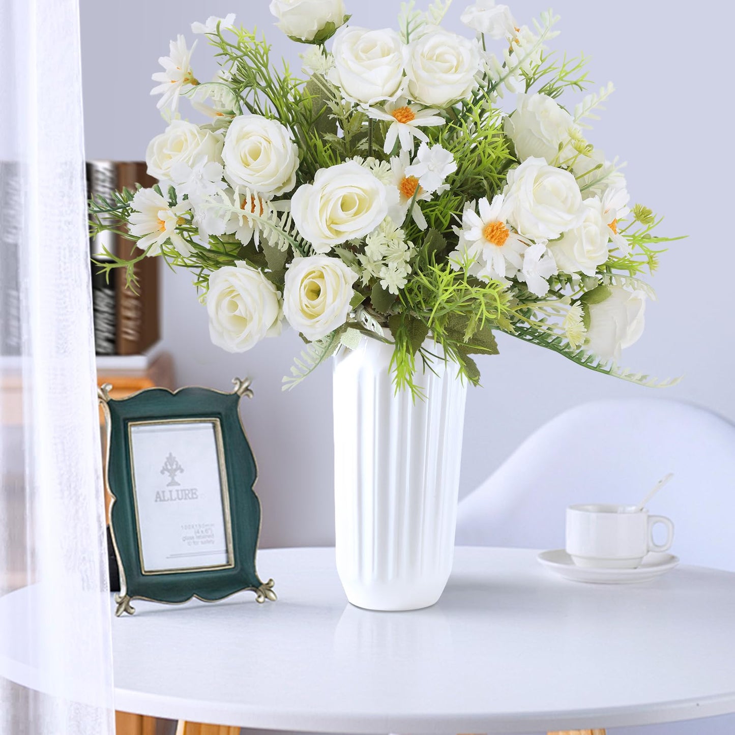 Artificial Flowers 3 Pack Artificial Fake Flowers Bouquet Wedding Bouquets Decorations Plastic Floral for Party Home Décor