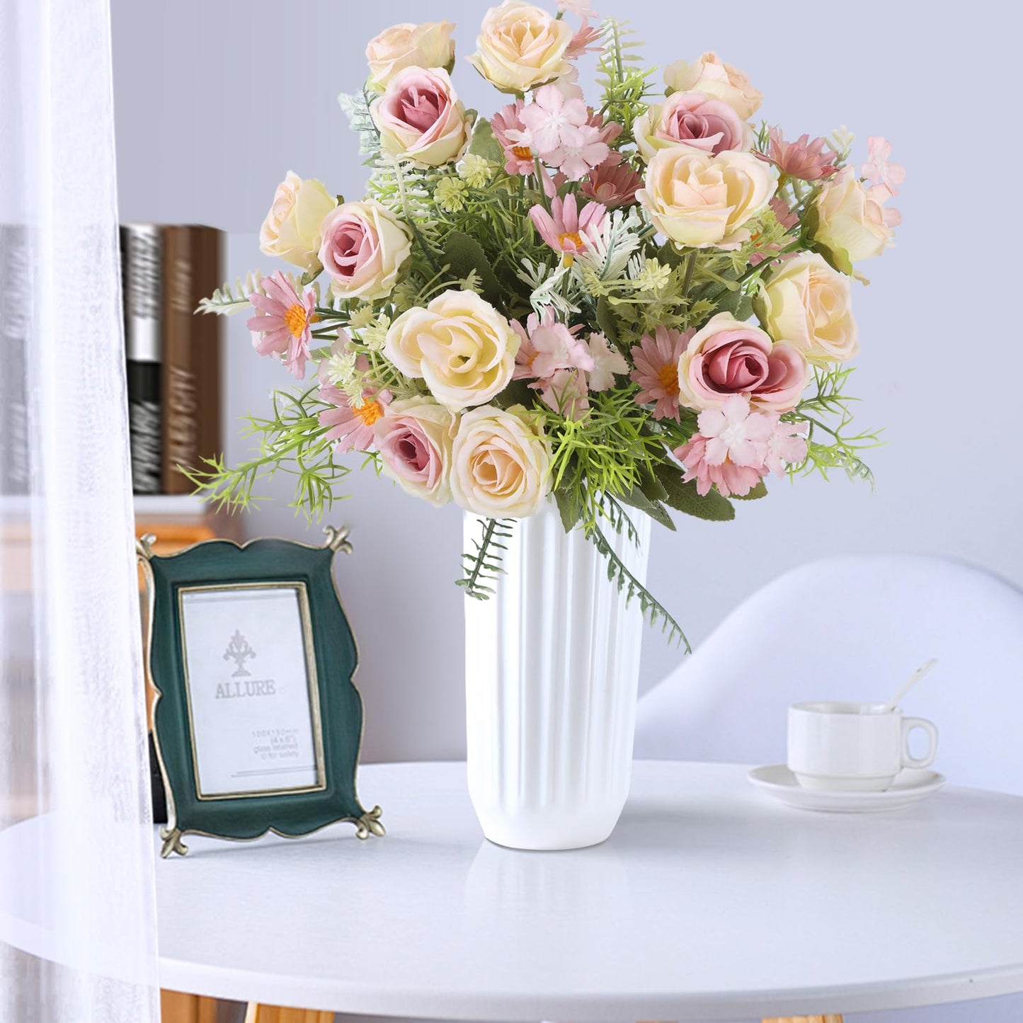 Artificial Flowers 3 Pack Artificial Fake Flowers Bouquet Wedding Bouquets Decorations Plastic Floral for Party Home Décor