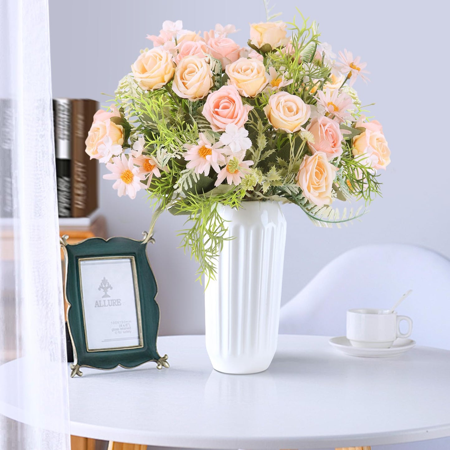 Artificial Flowers 3 Pack Artificial Fake Flowers Bouquet Wedding Bouquets Decorations Plastic Floral for Party Home Décor
