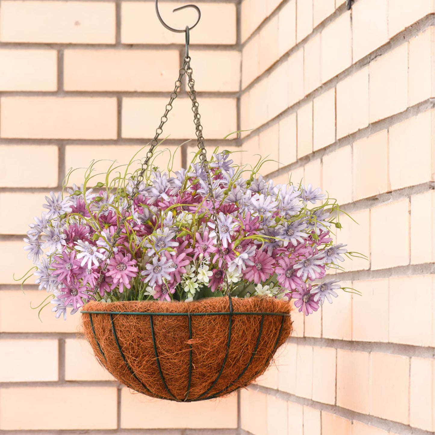 6 Bundles Artificial Wildflowers Daisy Fake Greenery Plastic Silk Bouquets UV Resistant Outdoor Garden Plants Arrangements for Indoor Home Decoration