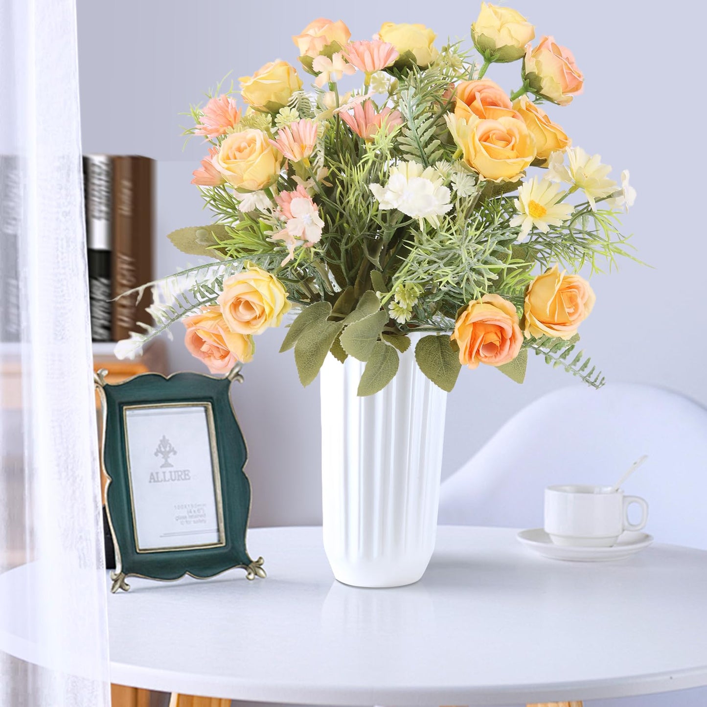 Artificial Flowers 3 Pack Artificial Fake Flowers Bouquet Wedding Bouquets Decorations Plastic Floral for Party Home Décor