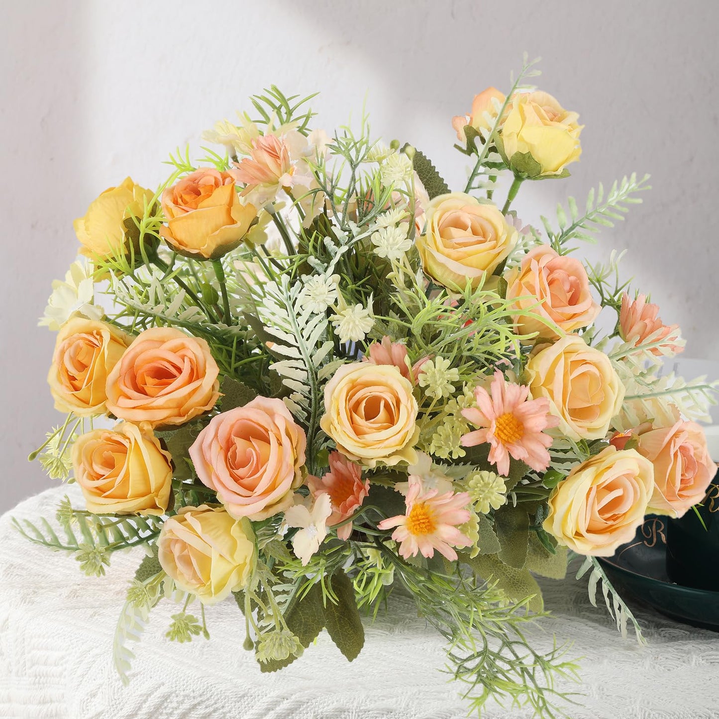 Artificial Flowers 3 Pack Artificial Fake Flowers Bouquet Wedding Bouquets Decorations Plastic Floral for Party Home Décor