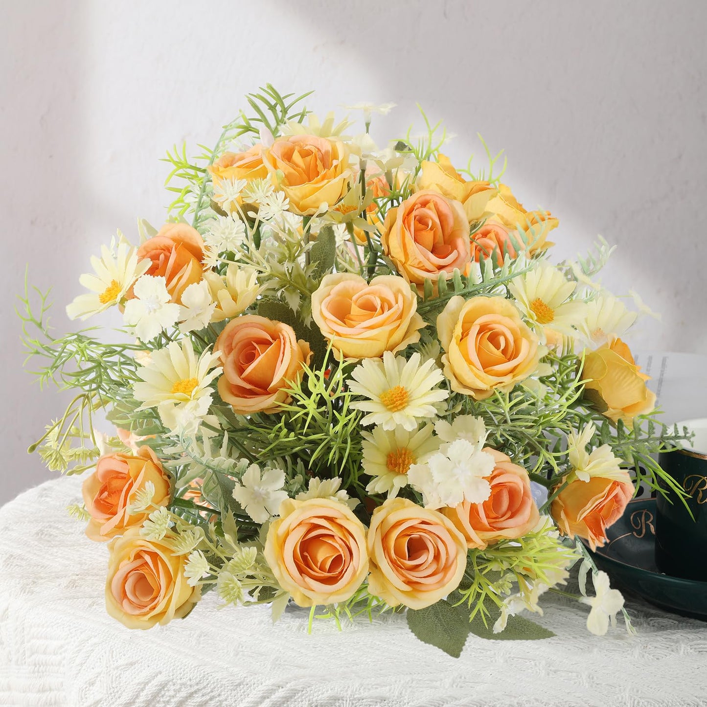 Artificial Flowers 3 Pack Artificial Fake Flowers Bouquet Wedding Bouquets Decorations Plastic Floral for Party Home Décor