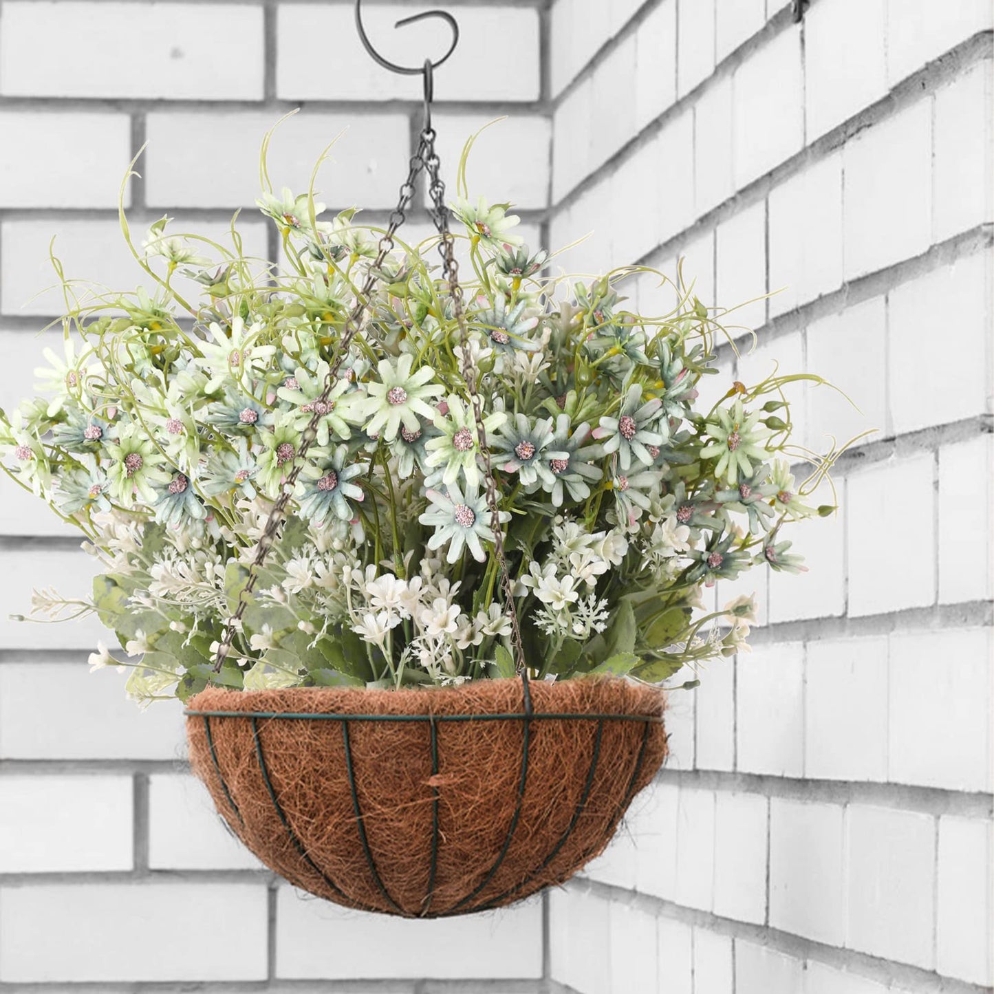 6 Bundles Artificial Wildflowers Daisy Fake Greenery Plastic Silk Bouquets UV Resistant Outdoor Garden Plants Arrangements for Indoor Home Decoration