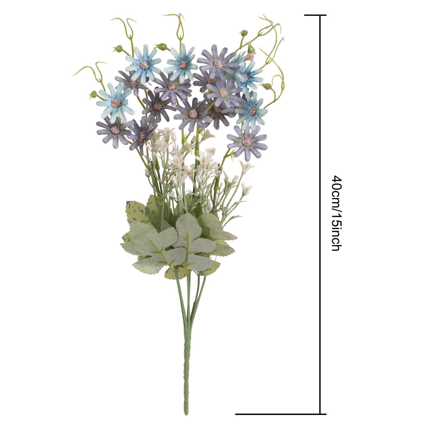 6 Bundles Artificial Wildflowers Daisy Fake Greenery Plastic Silk Bouquets UV Resistant Outdoor Garden Plants Arrangements for Indoor Home Decoration