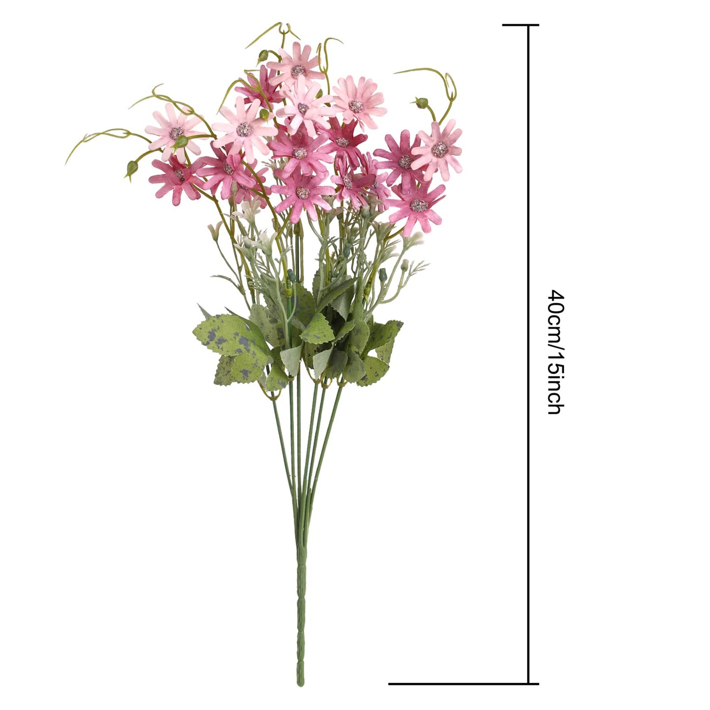 6 Bundles Artificial Wildflowers Daisy Fake Greenery Plastic Silk Bouquets UV Resistant Outdoor Garden Plants Arrangements for Indoor Home Decoration