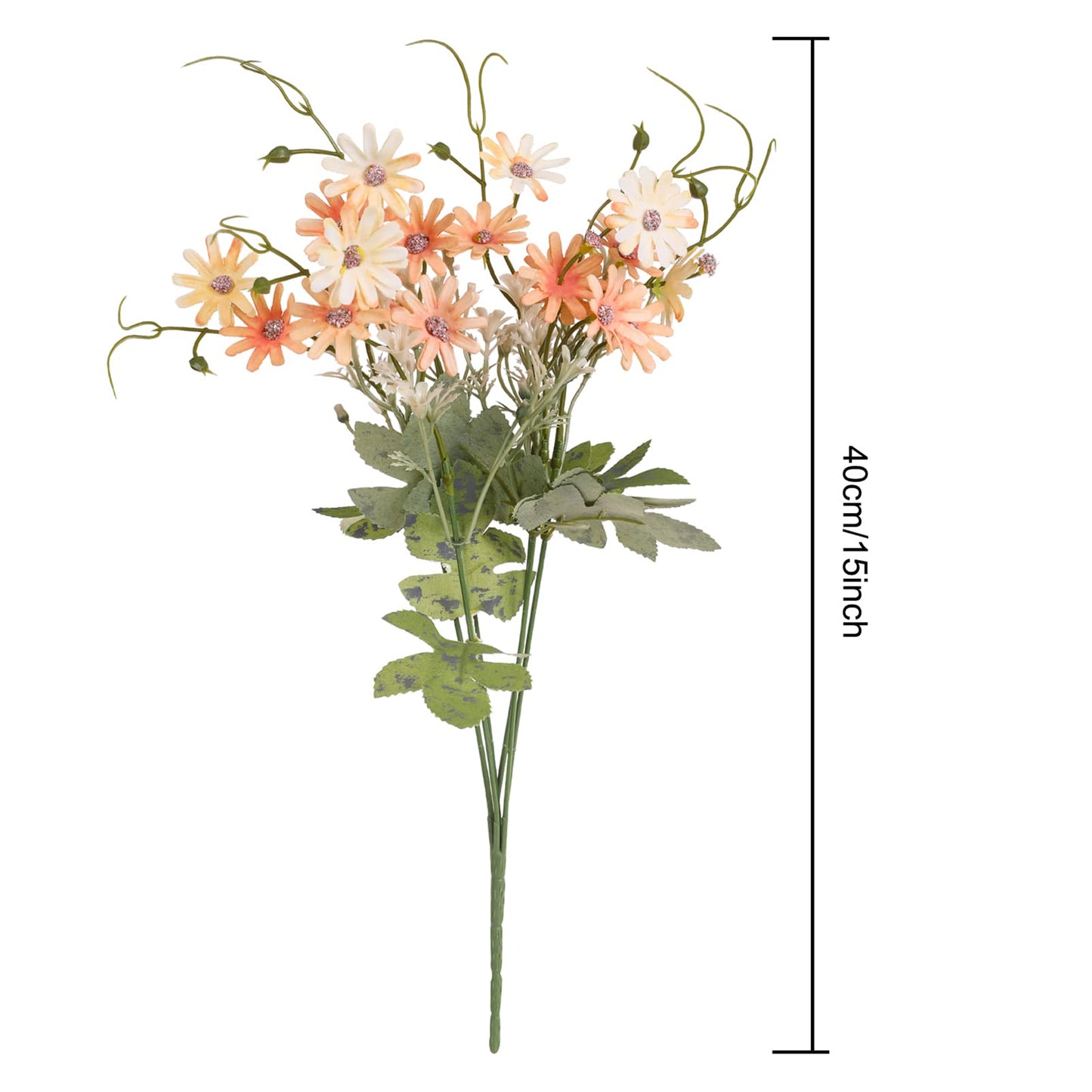 6 Bundles Artificial Wildflowers Daisy Fake Greenery Plastic Silk Bouquets UV Resistant Outdoor Garden Plants Arrangements for Indoor Home Decoration