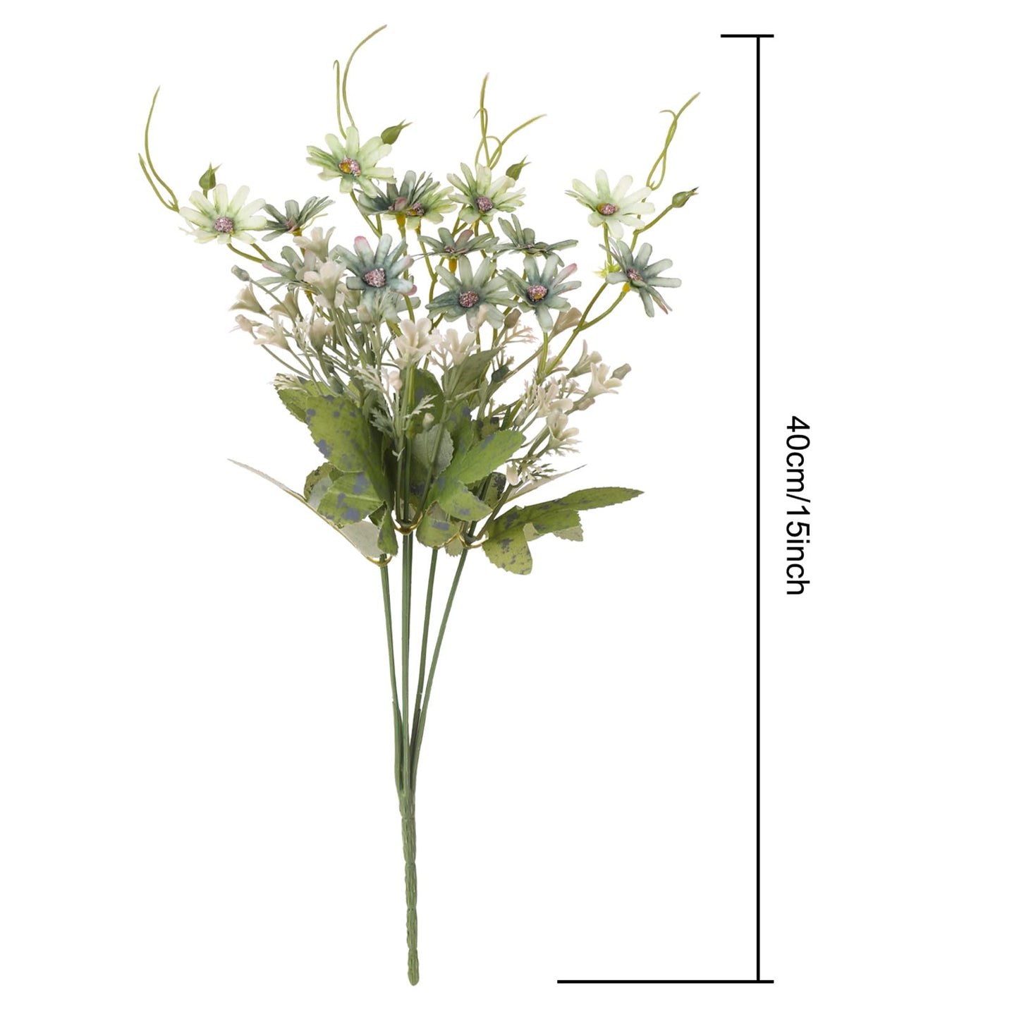 6 Bundles Artificial Wildflowers Daisy Fake Greenery Plastic Silk Bouquets UV Resistant Outdoor Garden Plants Arrangements for Indoor Home Decoration