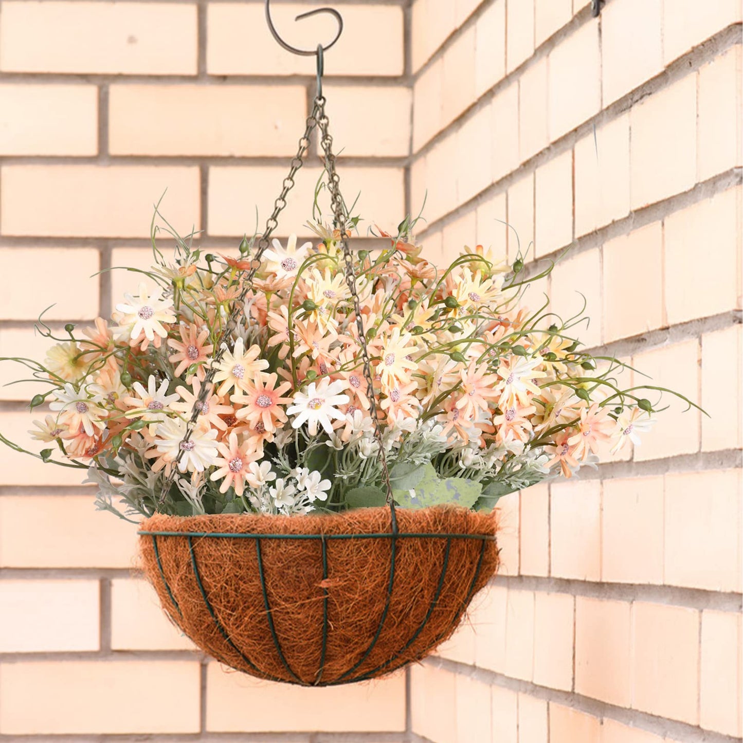 6 Bundles Artificial Wildflowers Daisy Fake Greenery Plastic Silk Bouquets UV Resistant Outdoor Garden Plants Arrangements for Indoor Home Decoration