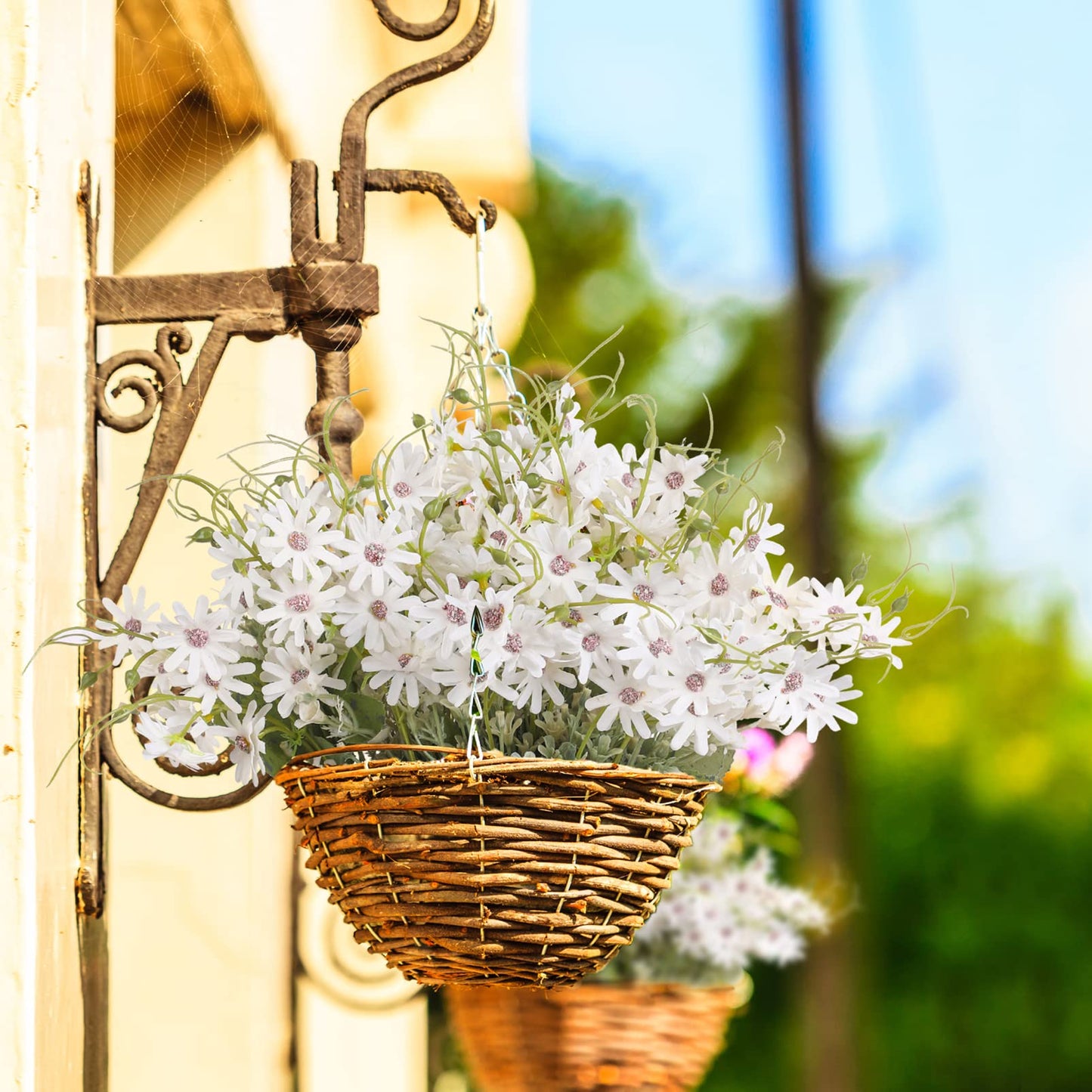 6 Bundles Artificial Wildflowers Daisy Fake Greenery Plastic Silk Bouquets UV Resistant Outdoor Garden Plants Arrangements for Indoor Home Decoration
