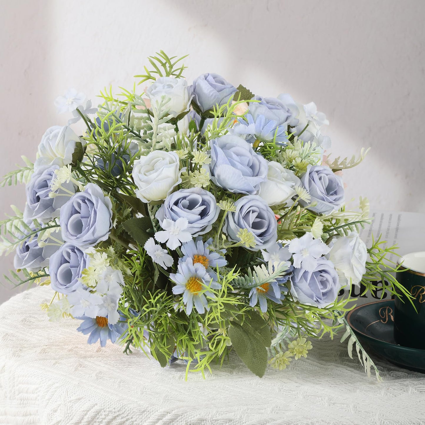 Artificial Flowers 3 Pack Artificial Fake Flowers Bouquet Wedding Bouquets Decorations Plastic Floral for Party Home Décor