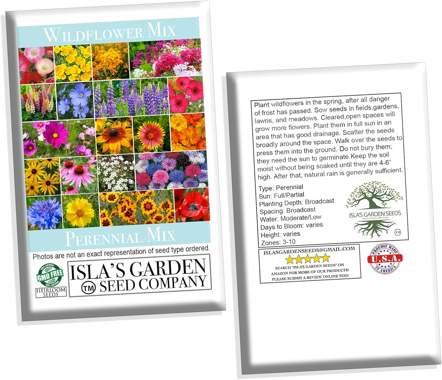 Perennial Wildflower Mix, 600+ Flower Seeds Per Packet, (Isla's Garden Seeds), Blend of 17 Various Perennial Wildflowers, Non GMO & Heirloom Seeds