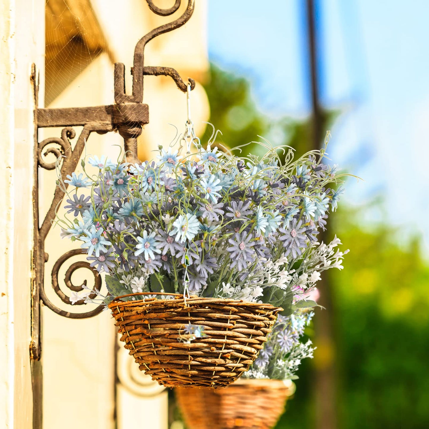 6 Bundles Artificial Wildflowers Daisy Fake Greenery Plastic Silk Bouquets UV Resistant Outdoor Garden Plants Arrangements for Indoor Home Decoration