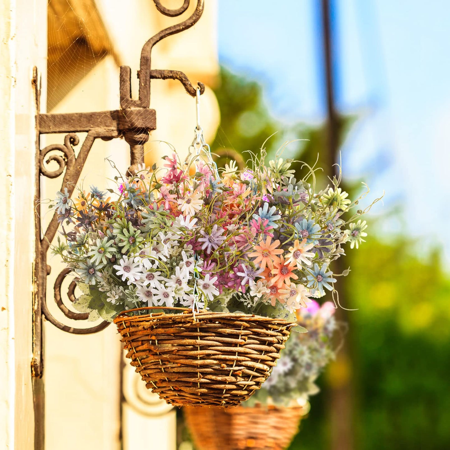 6 Bundles Artificial Wildflowers Daisy Fake Greenery Plastic Silk Bouquets UV Resistant Outdoor Garden Plants Arrangements for Indoor Home Decoration
